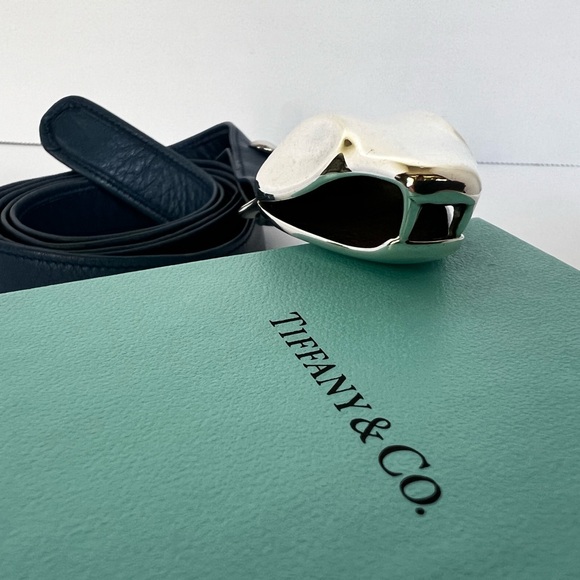 Rare Vintage 70’s Tiffany & Co. Designer Sterling Silver and Leather Snake Belt - Picture 1 of 8